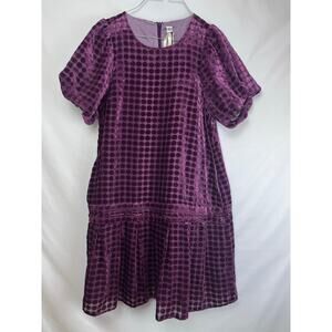 NWT Uncle Frank Women's Small Purple Burnout Short Sleeve 70s Baby Doll Dress